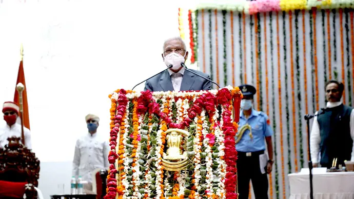 Mangubhai Patel addressing constituency